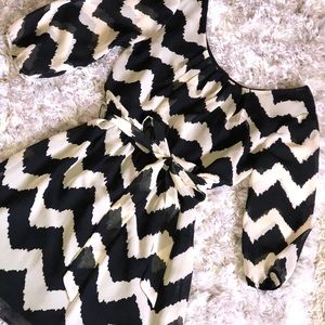 Lilly Rose Black and Tan Chevron dress